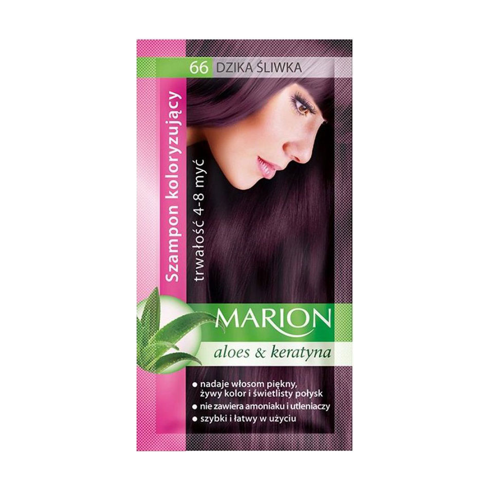 Відтінковий шампунь для волосся Marion Aloe &amp; Keratin Hair Color Shampoo 66 Wild Plum, 40 мл
